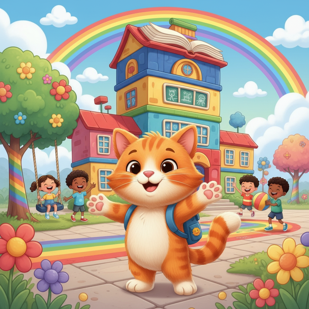 The Funny Cat Goes to School
